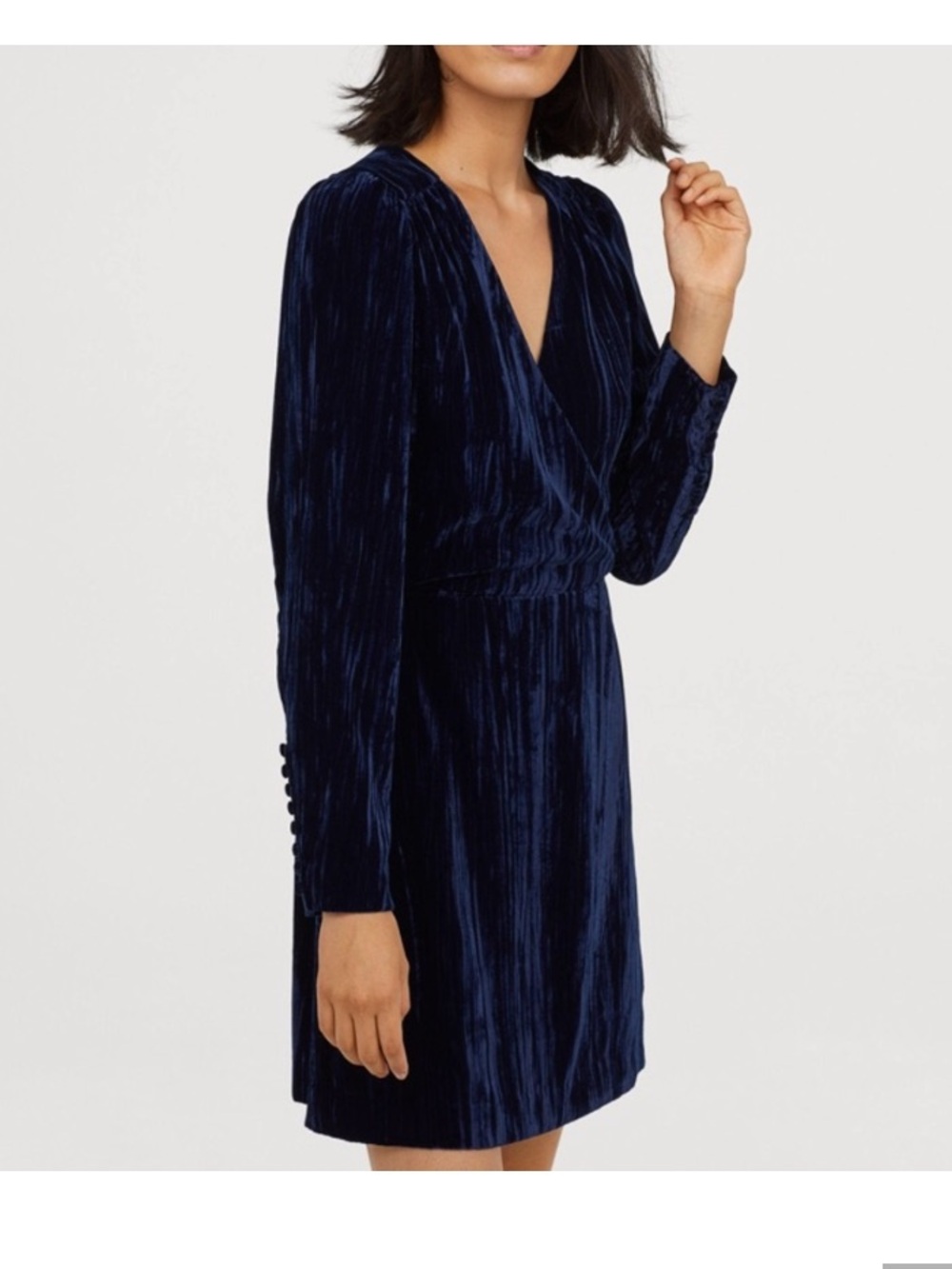 H&M crushed blue velvet dress